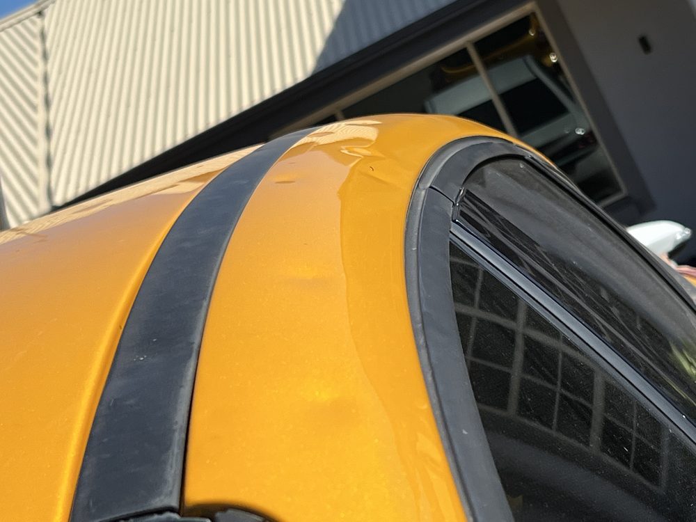 Hail dents on a car